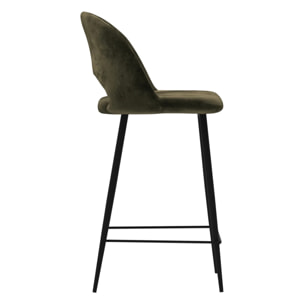 Lot de 2 chaises pour îlot central 65 cm en velours vert - Pénélope
