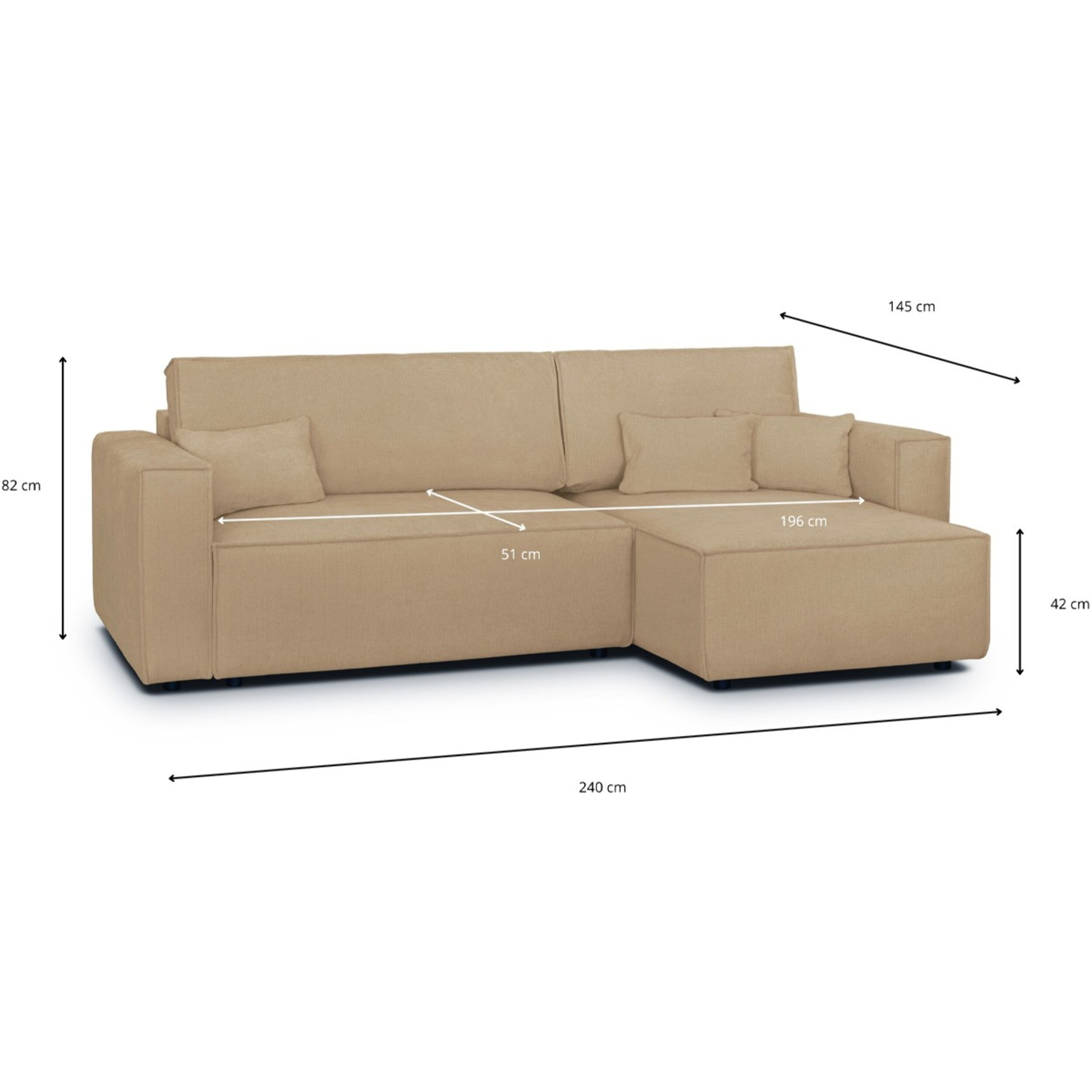 Canapé d'angle convertible 4 places en tissu chenille - LIVIA