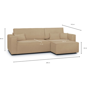 Canapé d'angle convertible 4 places en tissu chenille - LIVIA