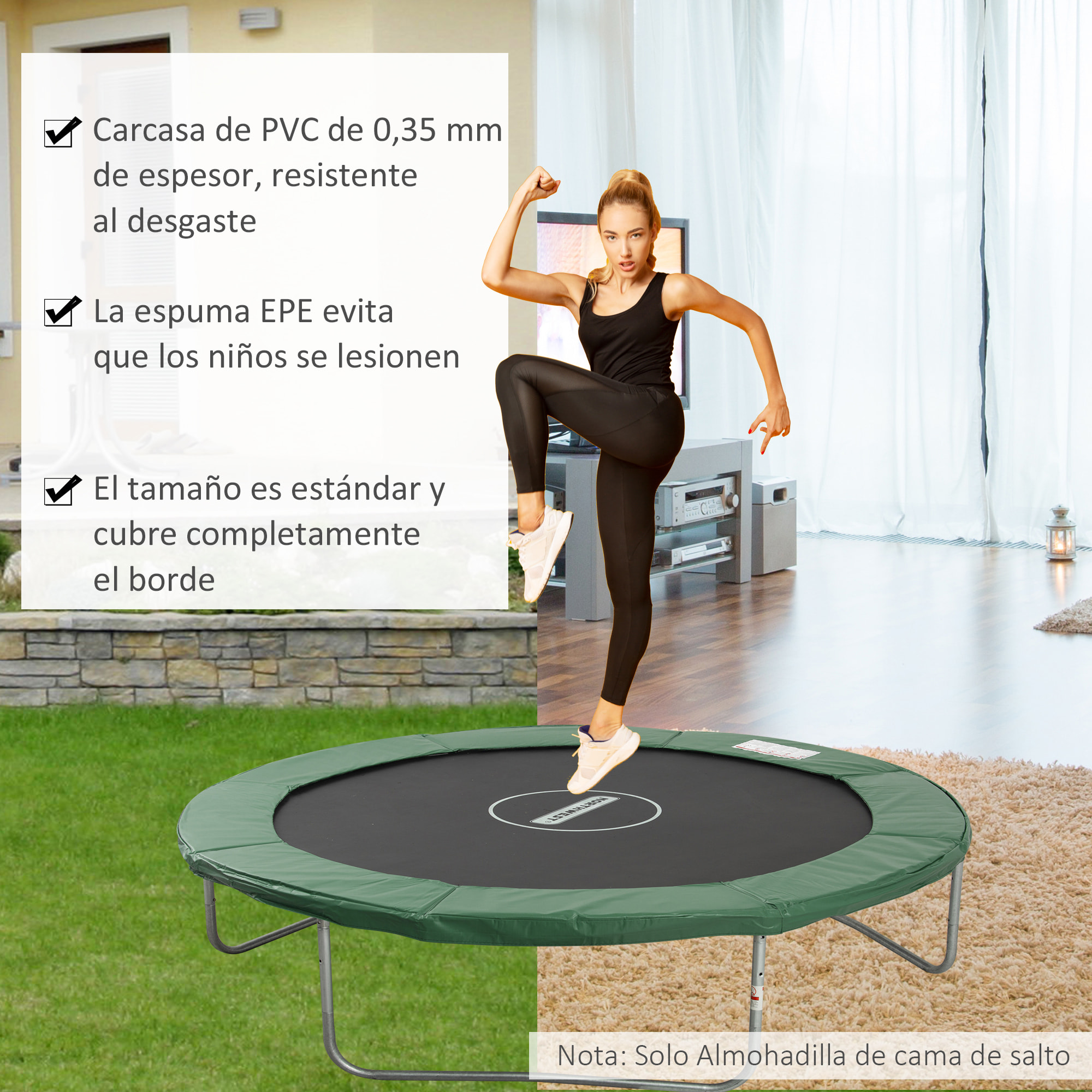 Cubierta de Protección Borde Trampolín PEC EPE Ø305cm Verde