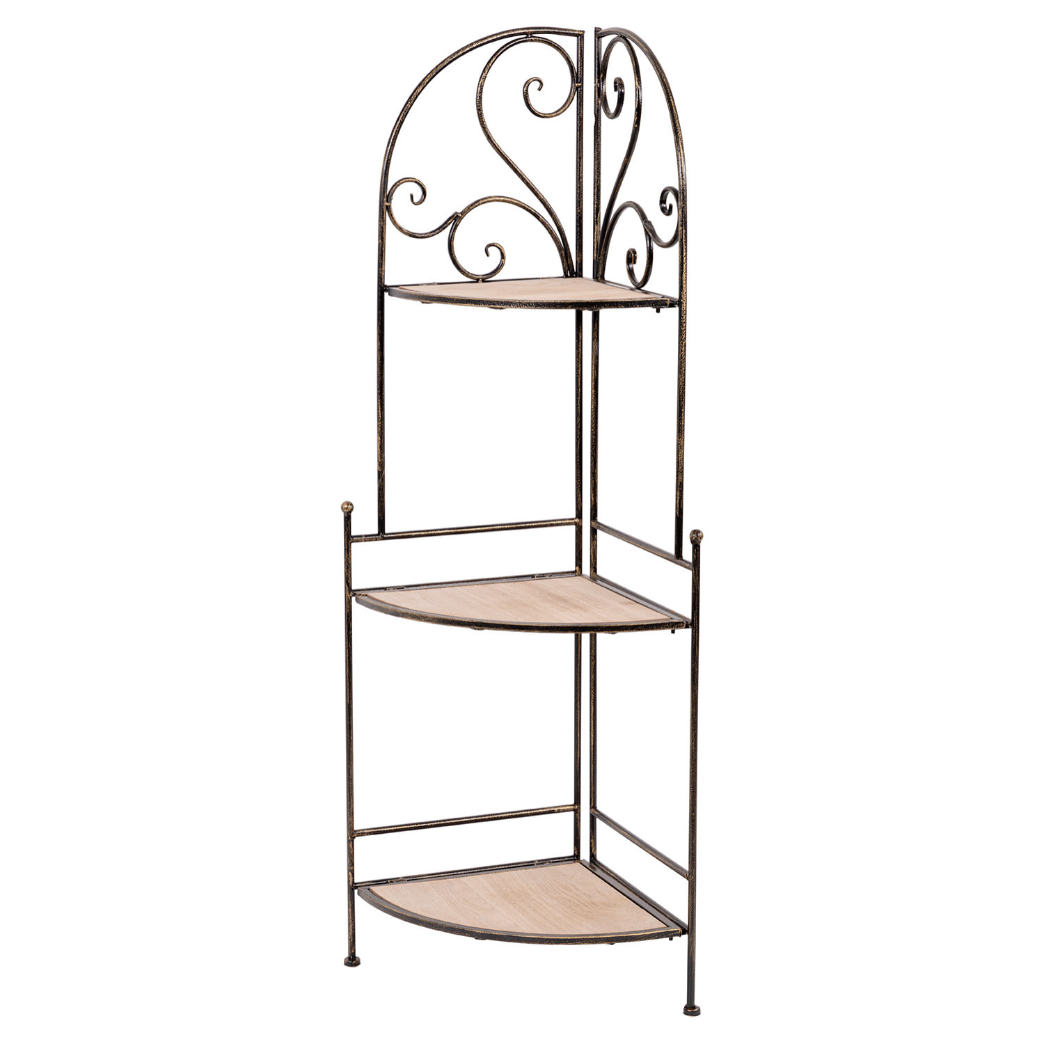 Ruby - scaffale angolare in legno e metallo anticato - 49x36x122h cm