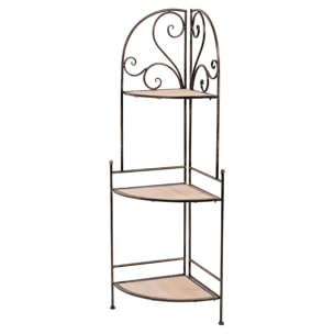 Ruby - scaffale angolare in legno e metallo anticato - 49x36x122h cm