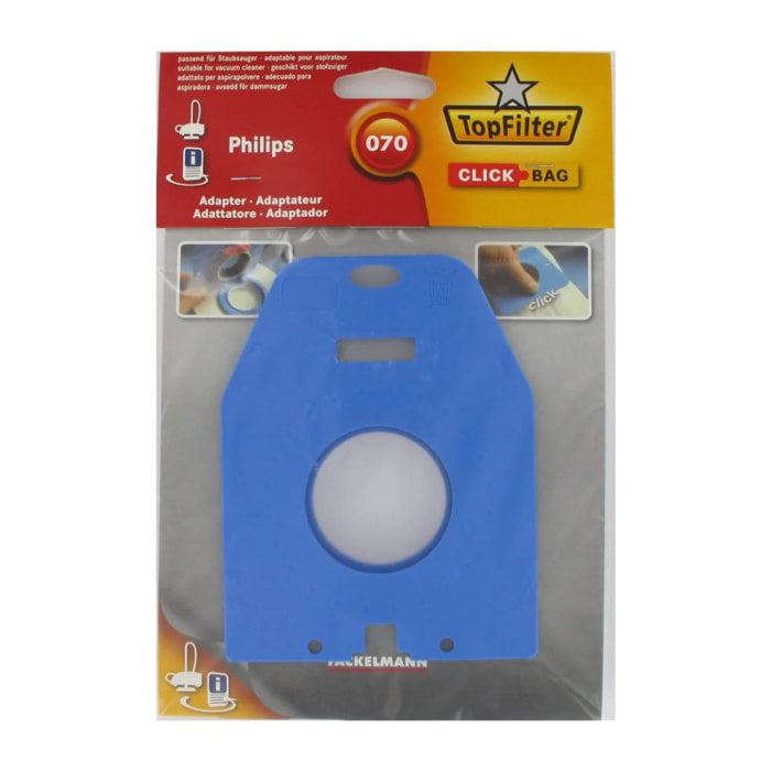 Boite de 4 sacs aspirateurs universels Top Filter avec Adaptateur Click Bag pour aspirateurs Philips 070