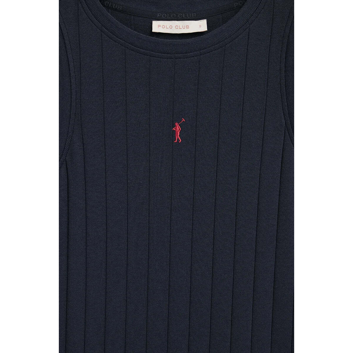 Vestido corto azul marino de canalé con logo Rigby Go