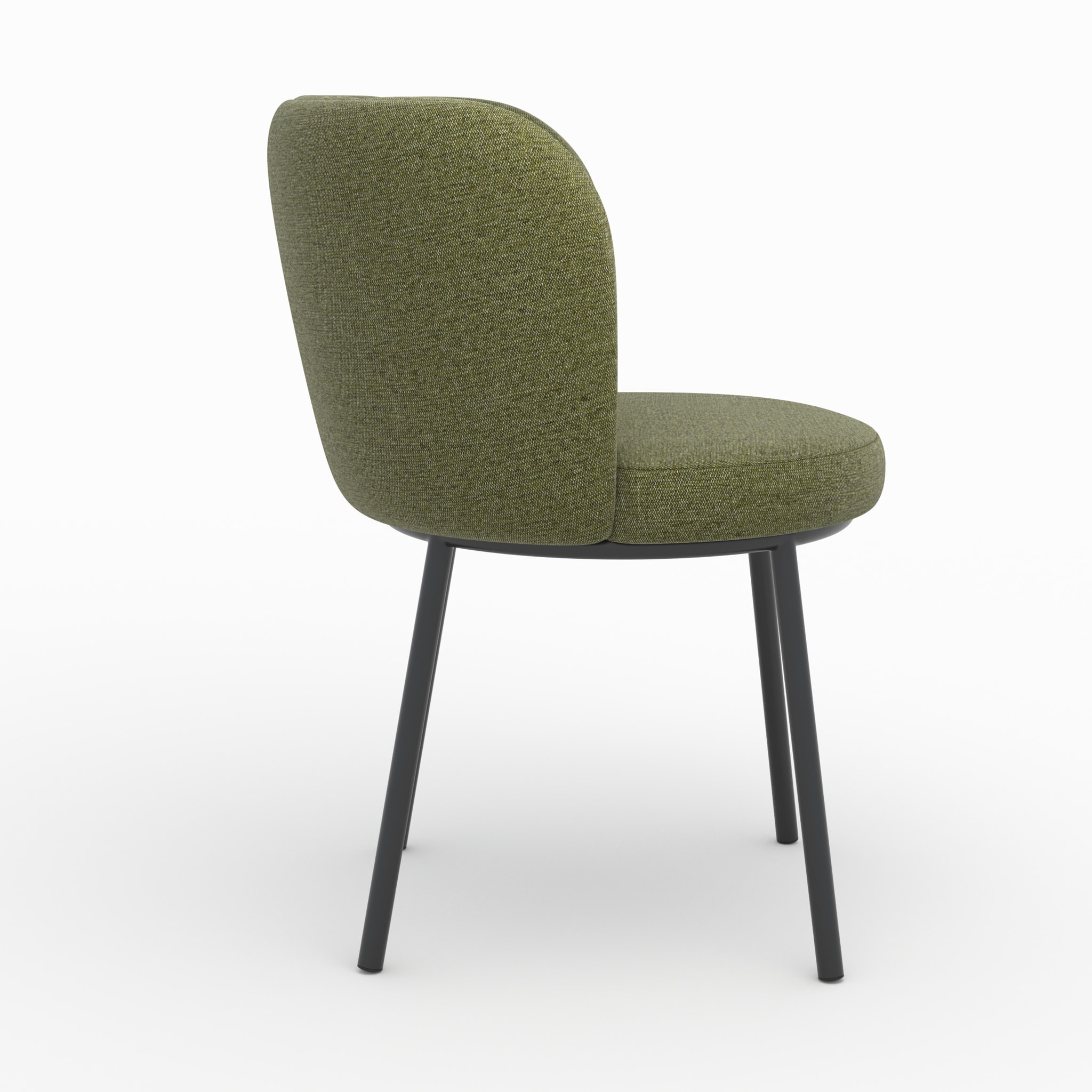 Chaise en tissu vert chiné et pieds noirs - Aby