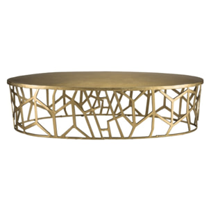 JOHAN - Table basse ovale 150x60cm aluminium doré piètement graphique