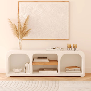 Meuble TV en béton blanc cassé 140 cm - Fira