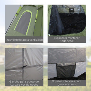 Tienda de Campaña Pop up para 2-3 Personas Tienda Camping Instantánea Impermeable PU2000 mm Protección UV50+ con Bolsa de Trasporte 210x210x150 cm Verde