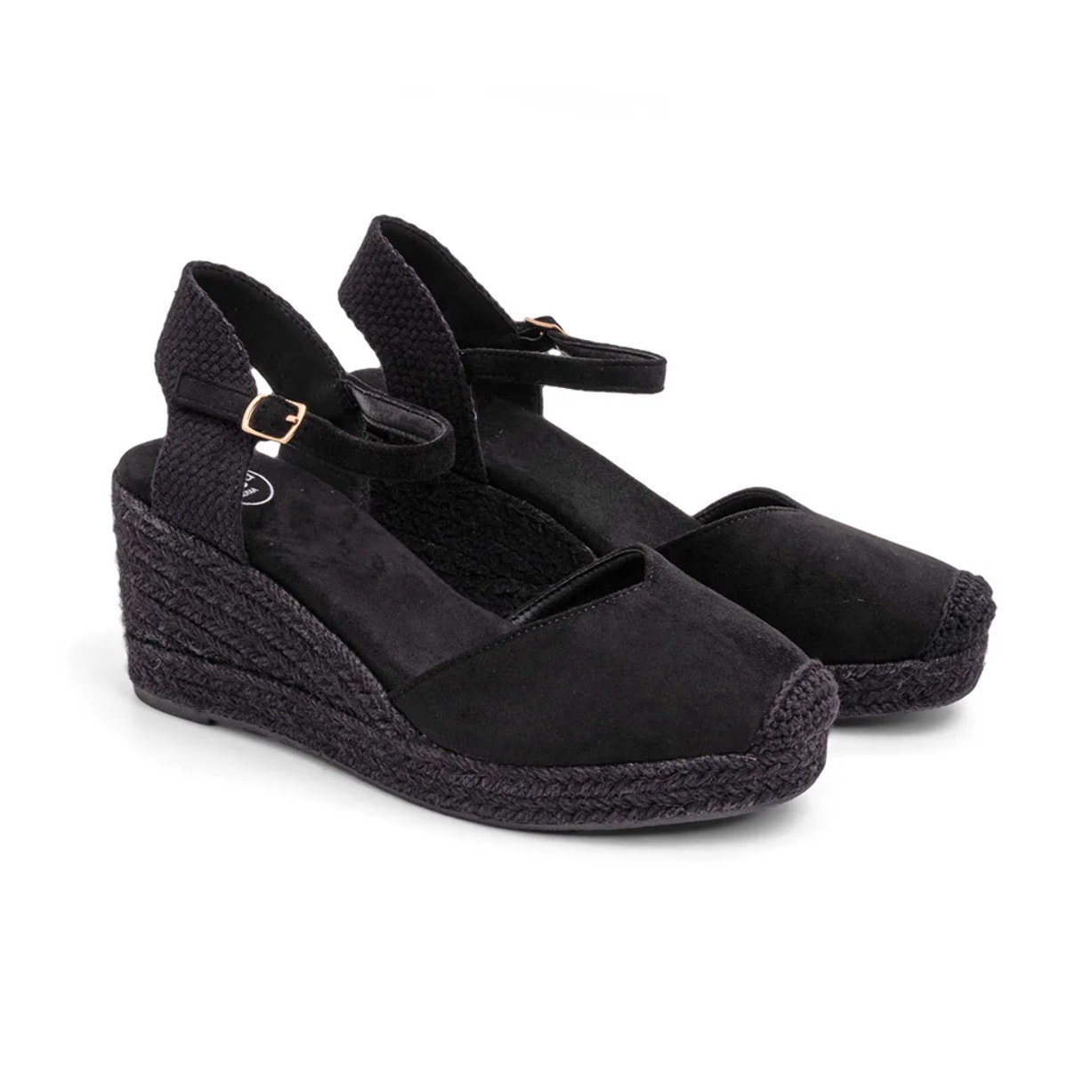 Espadrillas in simil camoscio con cinturino - NERO