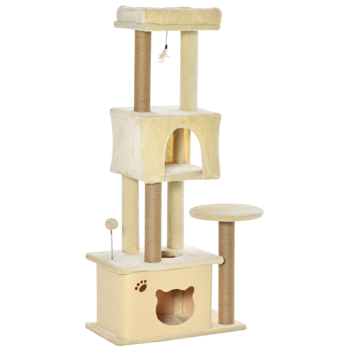 Árbol Rascador para Gatos Grande 60x34x136cm Centro de Actividades Plataformas