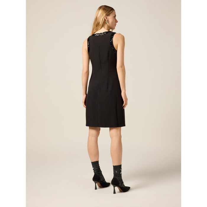 Oltre - Tubino con bordi in paillettes - Nero