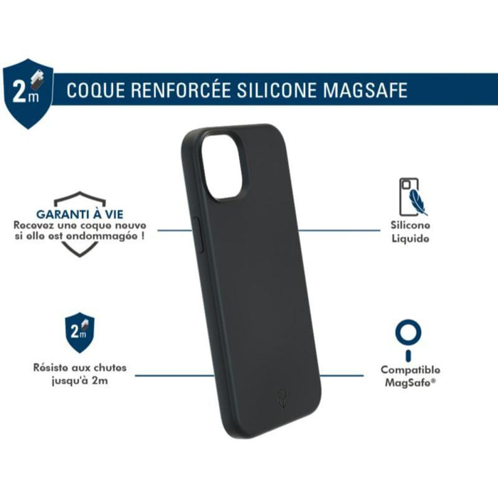 Coque FORCE CASE Iphone 15 MagSafe sillicone renfort Noir