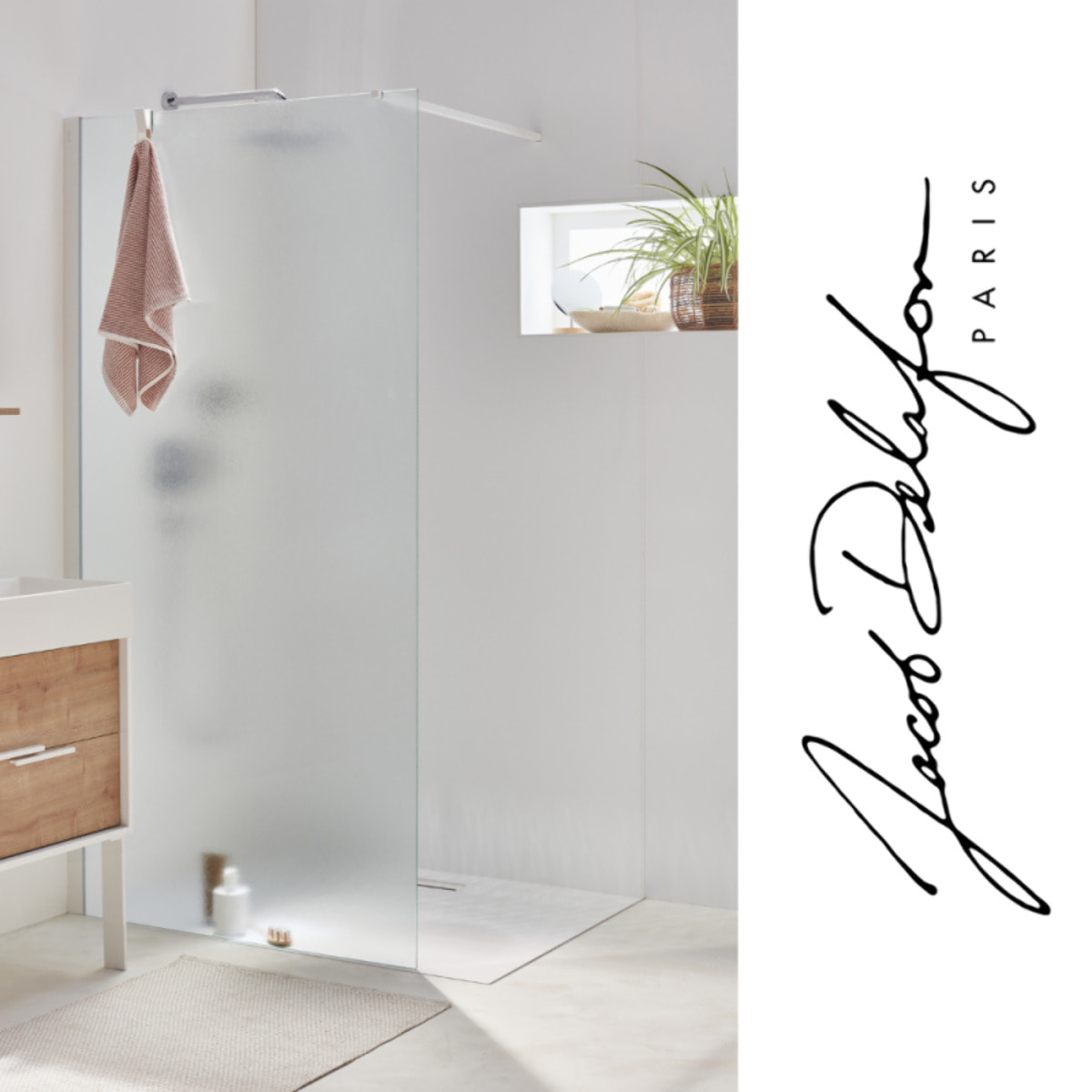 Paroi de douche Contra textile 90cm + kit profilé Blanc mat