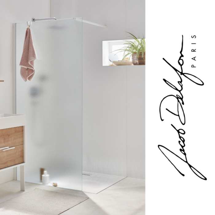 Paroi de douche Contra textile 90cm + kit profilé Blanc mat