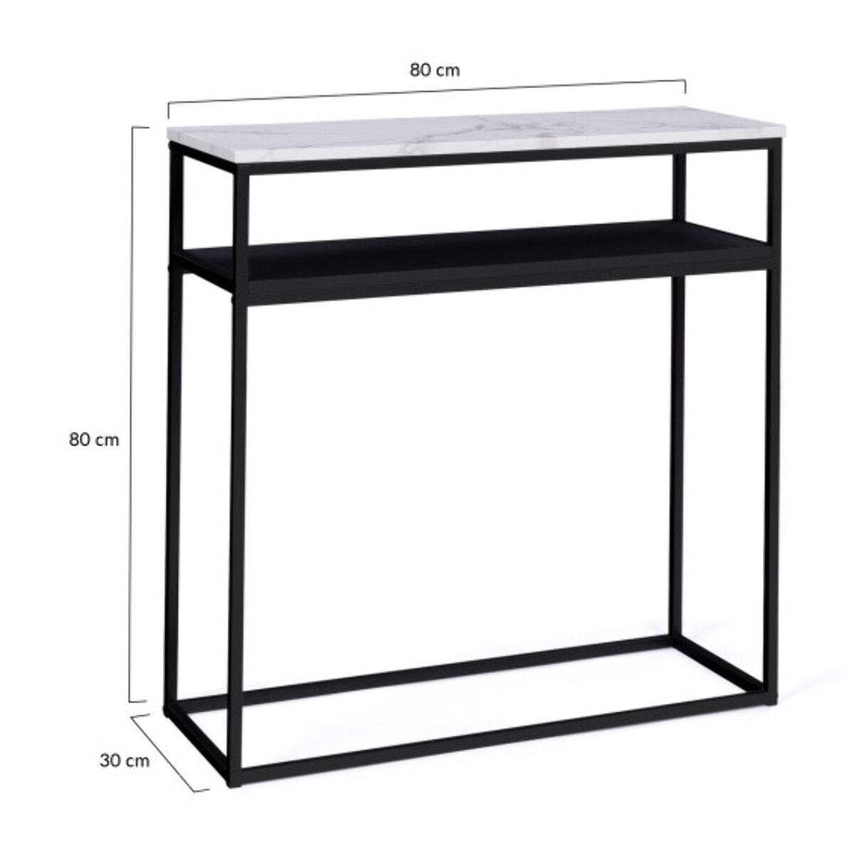 Console d'entrée Glam effet marbre et pieds noirs