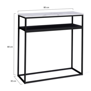 Console d'entrée Glam effet marbre et pieds noirs