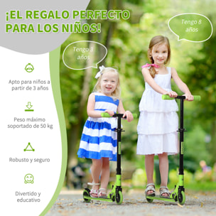 Patinete para Niños +3 Años Plegable con Altura Ajustable de 79,5-89,5 cm Verde