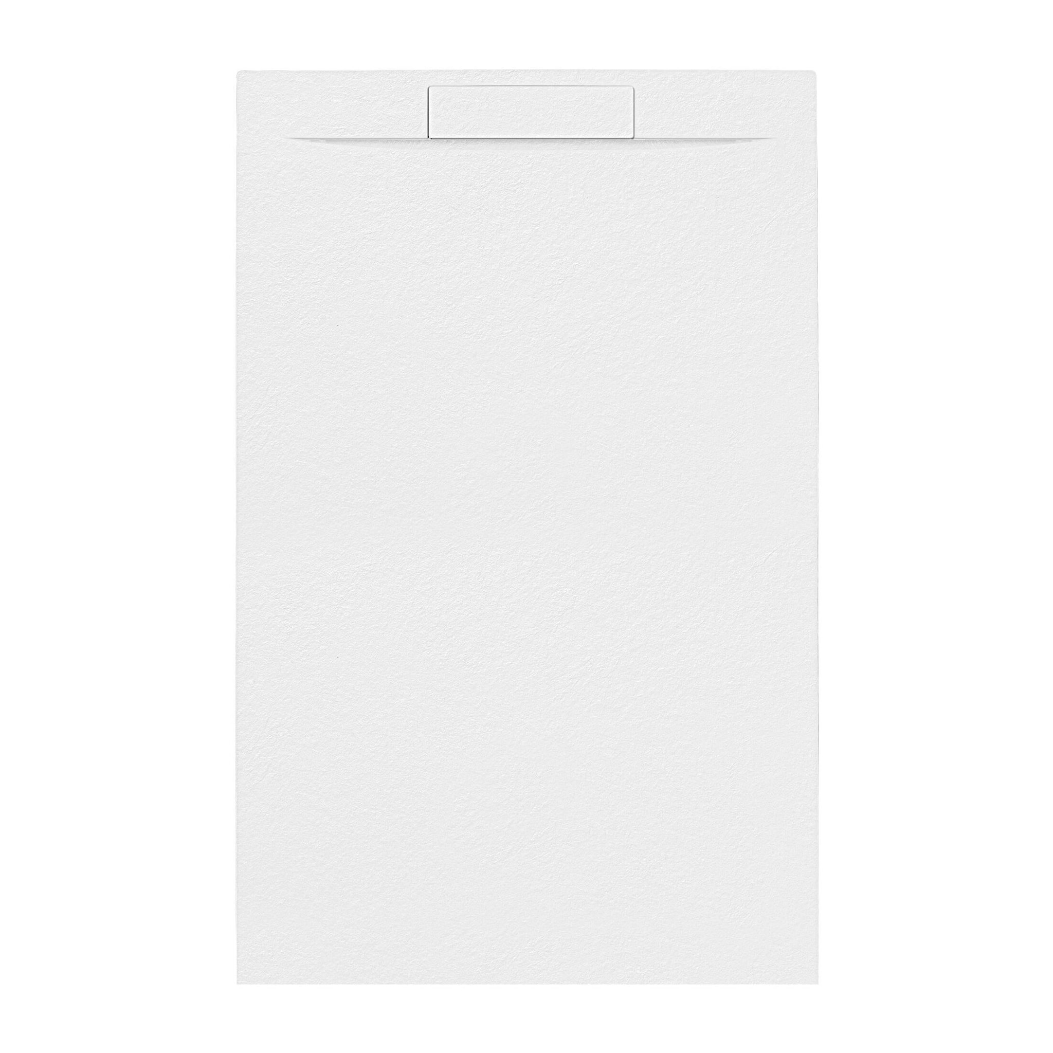 Receveur 140x90x3cm Extra-plat en Polybéton Blanc Mat Effet Pierre - Redécoupable - LIANA