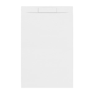Receveur 140x90x3cm Extra-plat en Polybéton Blanc Mat Effet Pierre - Redécoupable - LIANA