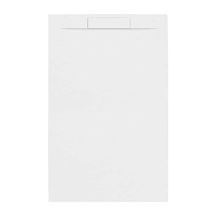Receveur 140x90x3cm Extra-plat en Polybéton Blanc Mat Effet Pierre - Redécoupable - LIANA