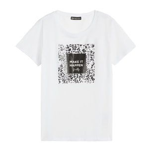 T-shirt donna in cotone pima con grafica animalier lucida