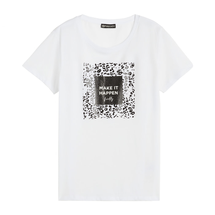 T-shirt donna in cotone pima con grafica animalier lucida