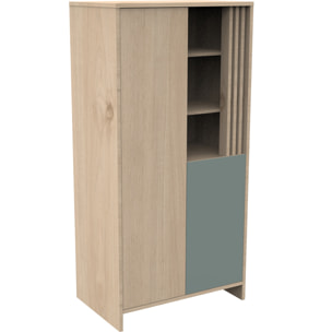 Armoire 2 portes et 1 niche avec claustra en bois décor chêne Suave