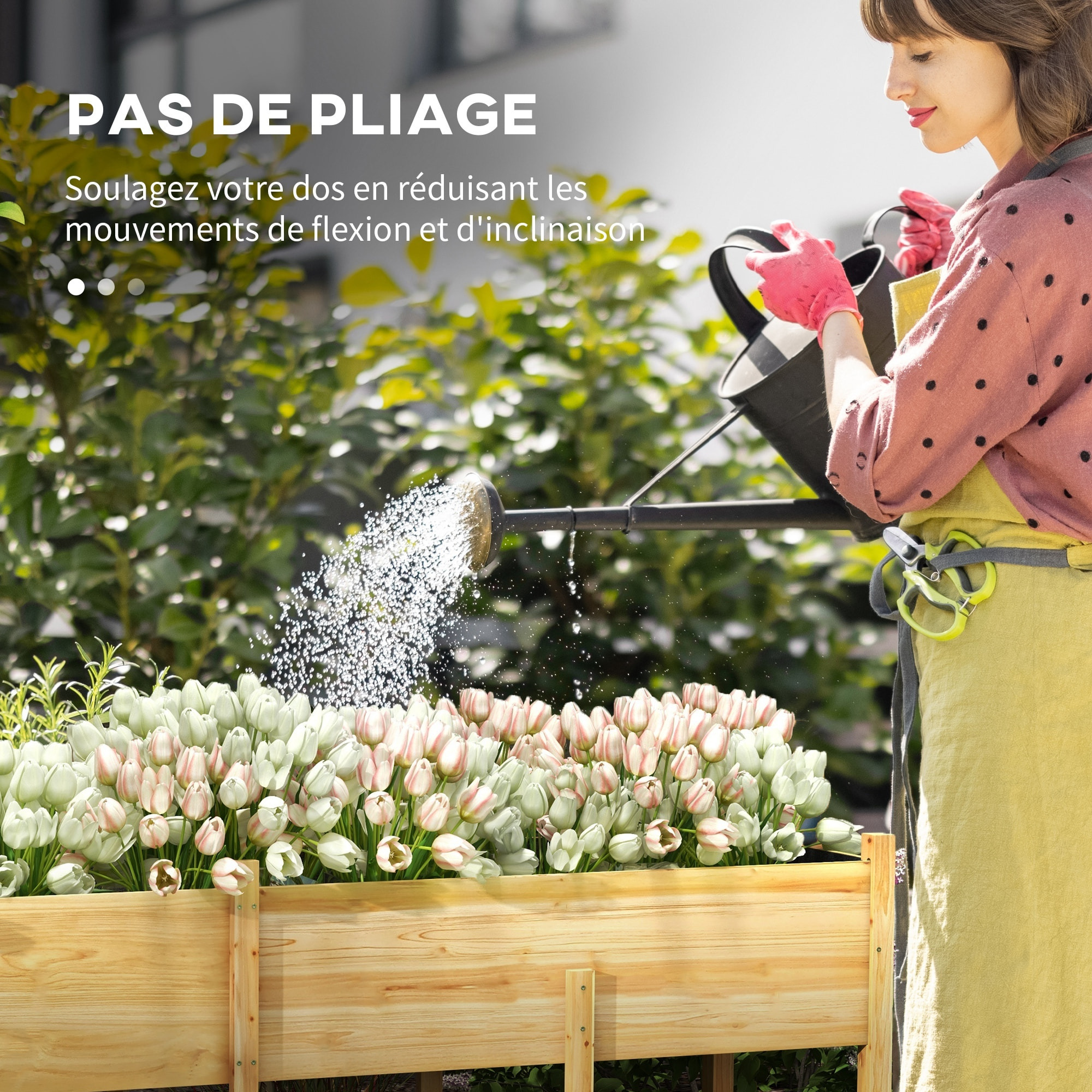 Jardinière sur pied potager grande taille inserts d'irrigation + feutre de drainage inclus bois sapin pré-huilé