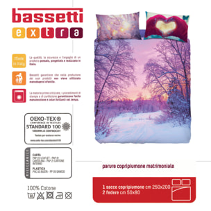 BASSETTI completo letto IMAGE serie stampa in digitale alta definizione animali natura paesaggi balza applicata 100% cotone – Made in ITALY (BOSCO, MATRIMONIALE)