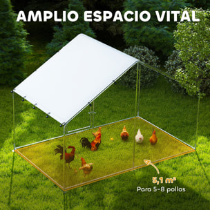 Gallinero para Exterior Gallinero de Acero Galvanizado con Cubierta Anti-UV e Impermeable Jaula para 5-8 Gallinas Plata