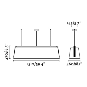 STOOD Lampada sospensione nera et legno