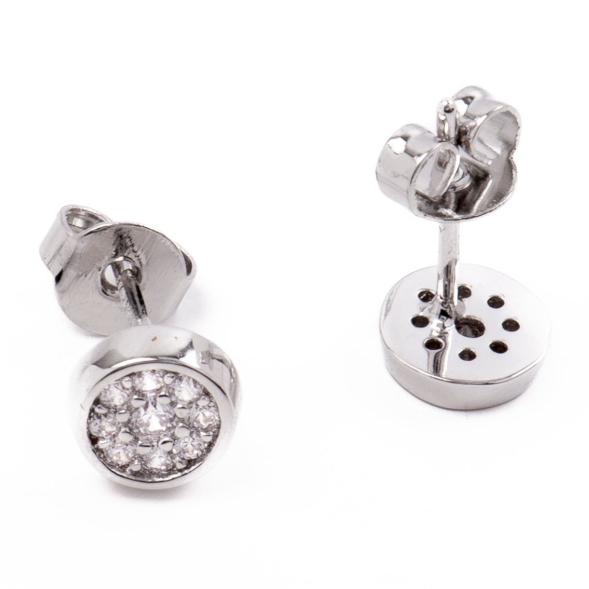 Pendientes de Circonita Brillante acabados en rodio