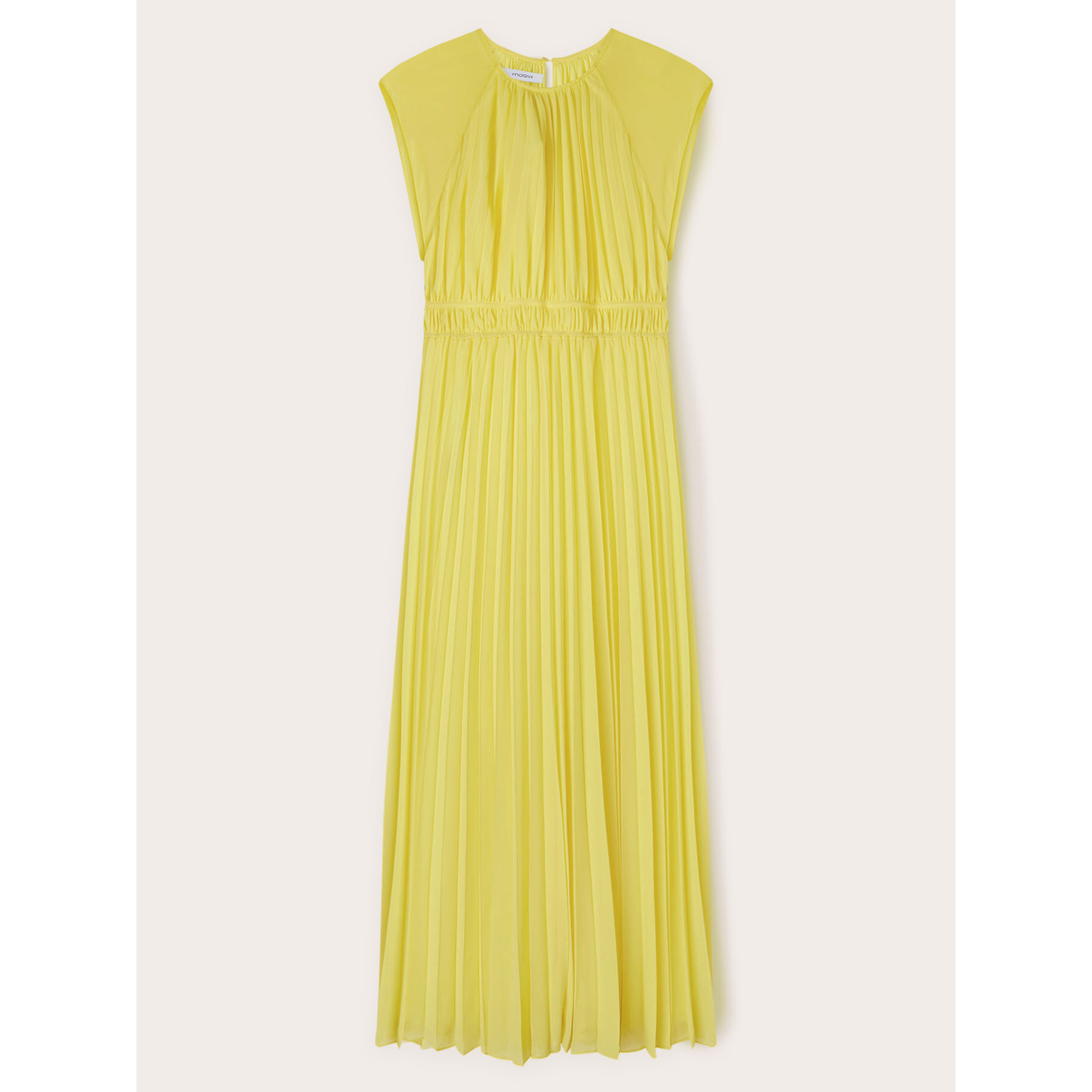Motivi - Vestido largo plisado - Amarillo