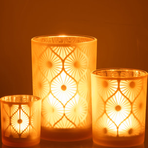 J-Line photophore Losange Fleurs - verre - jaune - large