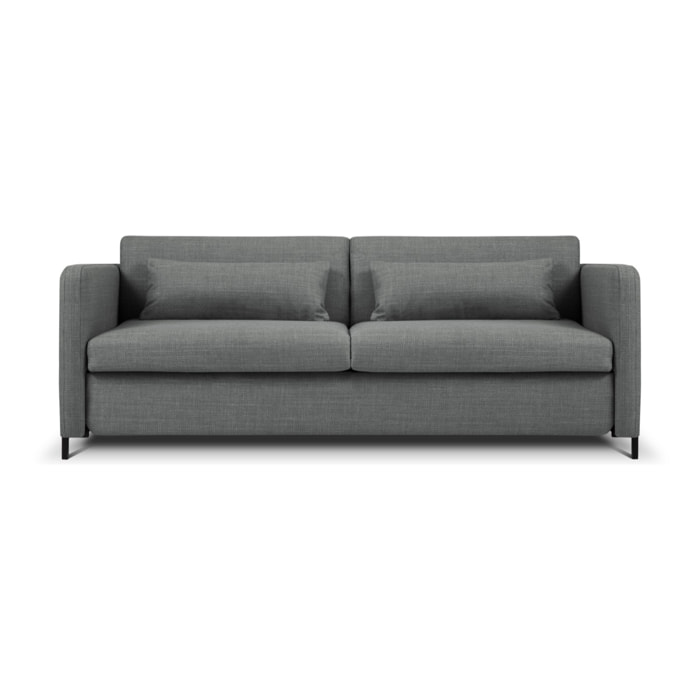 Canapé convertible "Yanis" 3 places en tissu structurel gris
