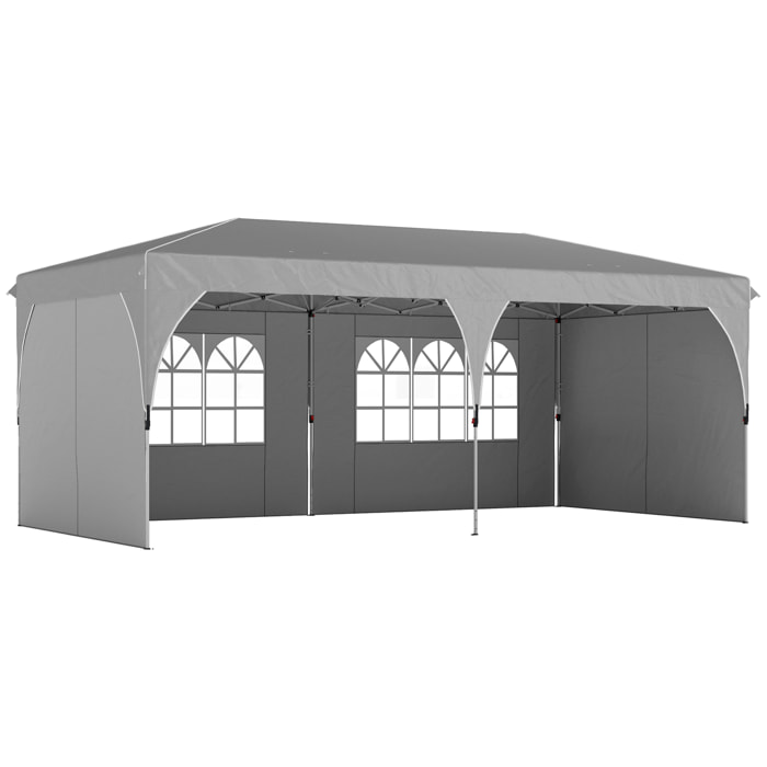 Tonnelle barnum pliable 3x6m 4 parois latérales 6 sacs lestage 2 fenêtres blanc