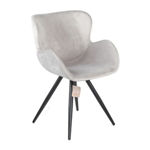 Chaise en velours avec piètement en métal noir - LILOU