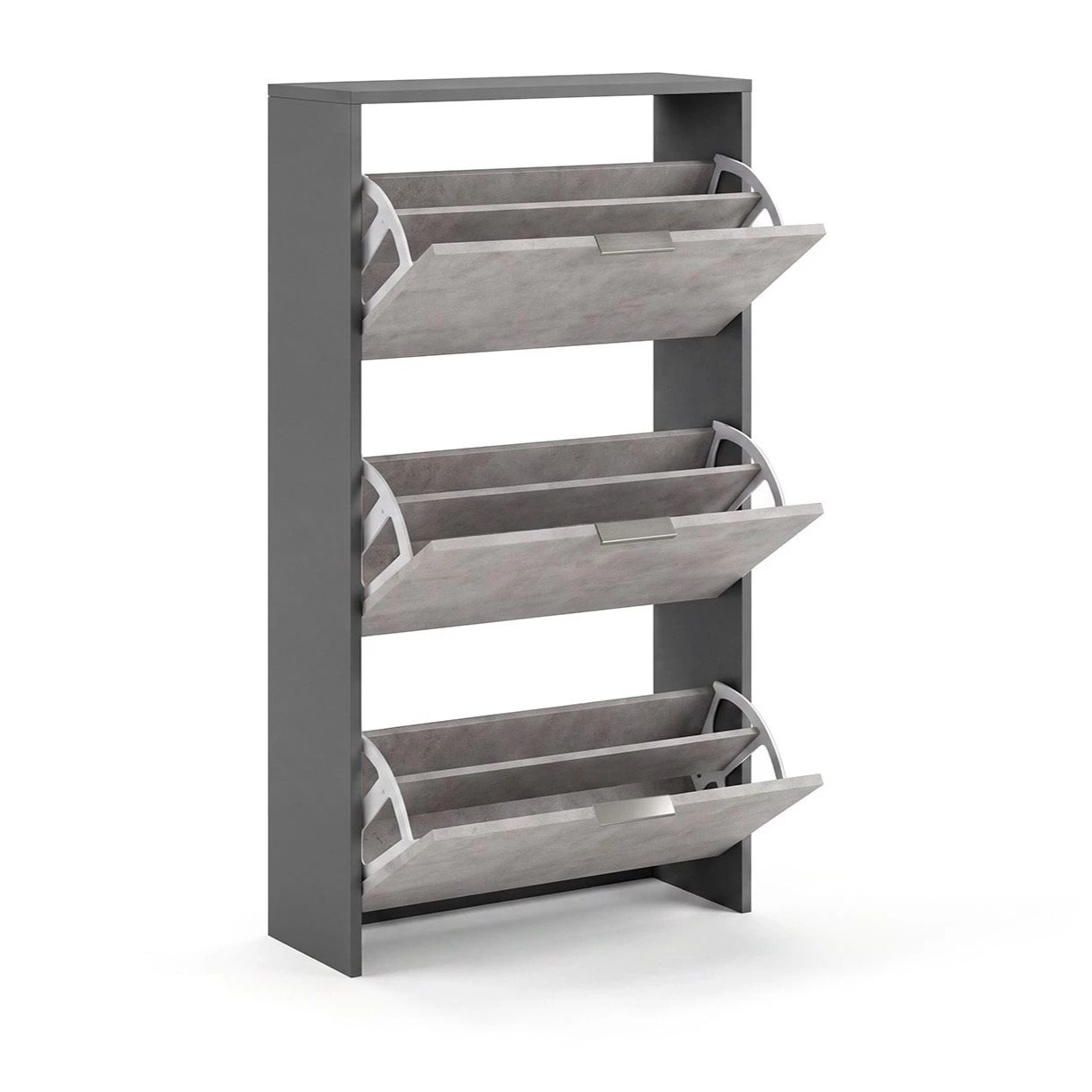 Zapatero de 3 puertas abatibles en gris grafito y gris cemento 60x113 cm Remi Gris Grafito - Gris Cemento