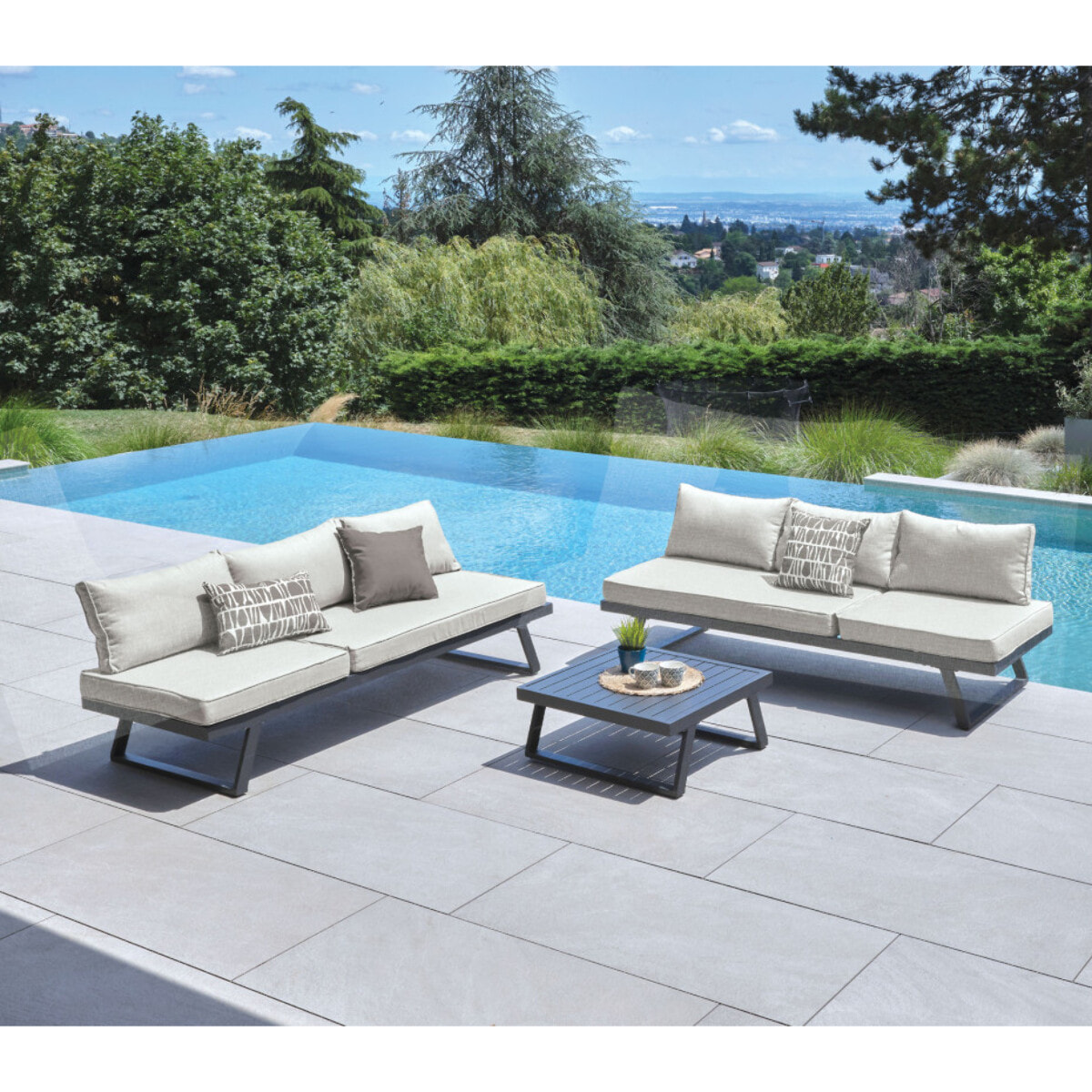 Salon de jardin modulable - 6 places - OAKLAND BEIGE