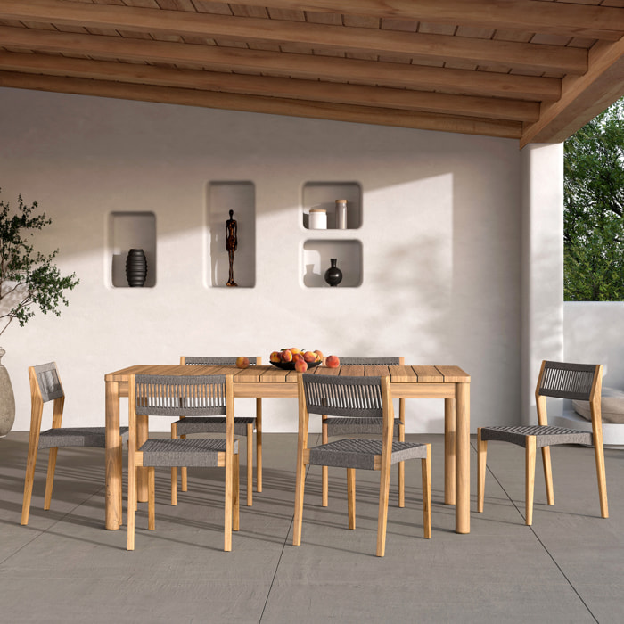 Table et chaises de jardin 6 personnes en bois de teck massif - Kora