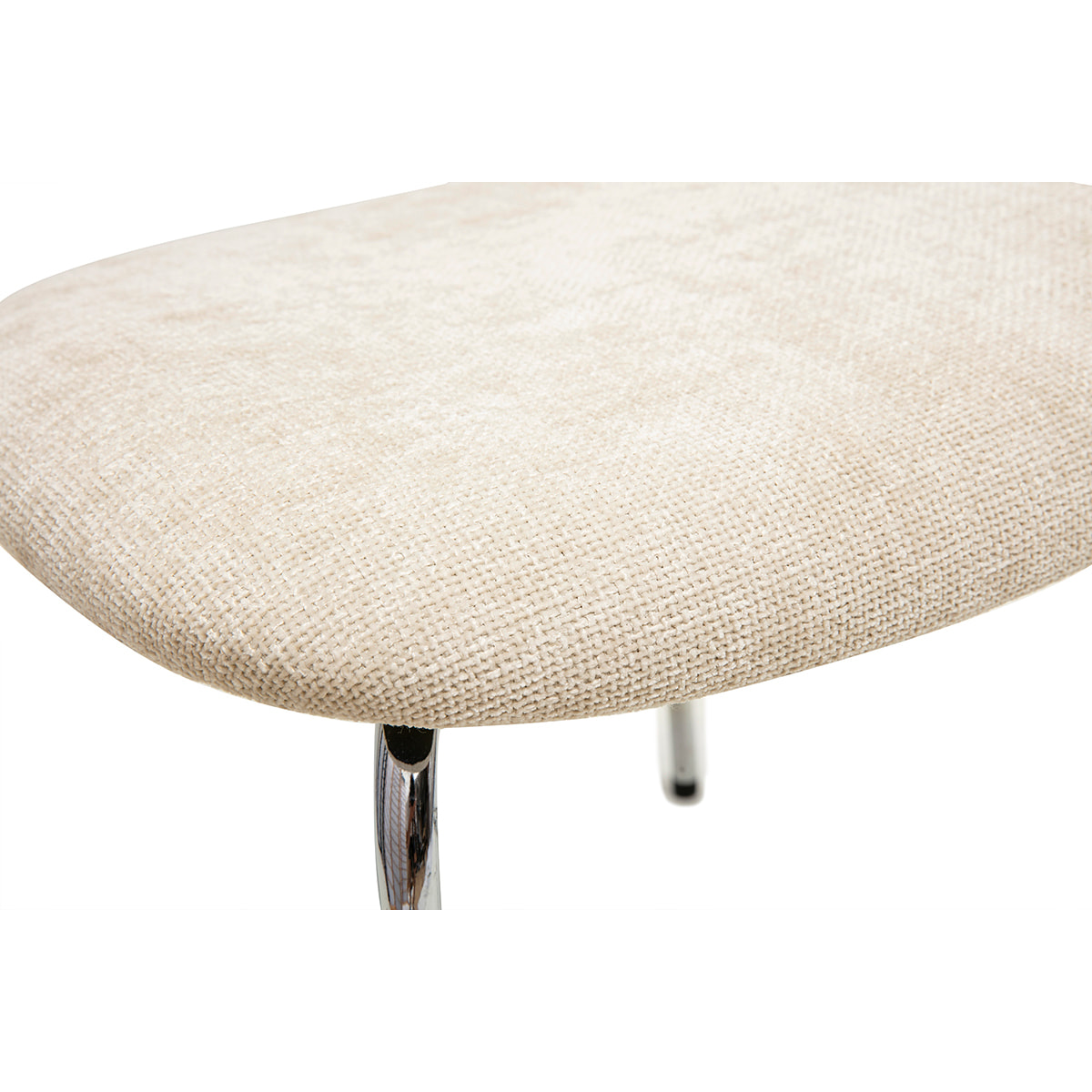 Chaises design en tissu effet velours texturé beige, métal chromé et cannage rotin (lot de 2) MIRANDA