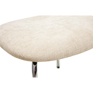Chaises design en tissu effet velours texturé beige, métal chromé et cannage rotin (lot de 2) MIRANDA
