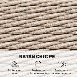 Mesa de Jardín Exterior de Ratán, Mesita Auxiliar de Jardín con Estante, Tablero de Vidrio Templado, Estructura de Metal, para Terraza, Patio, Balcón, 65x65x50 cm, Amarillo