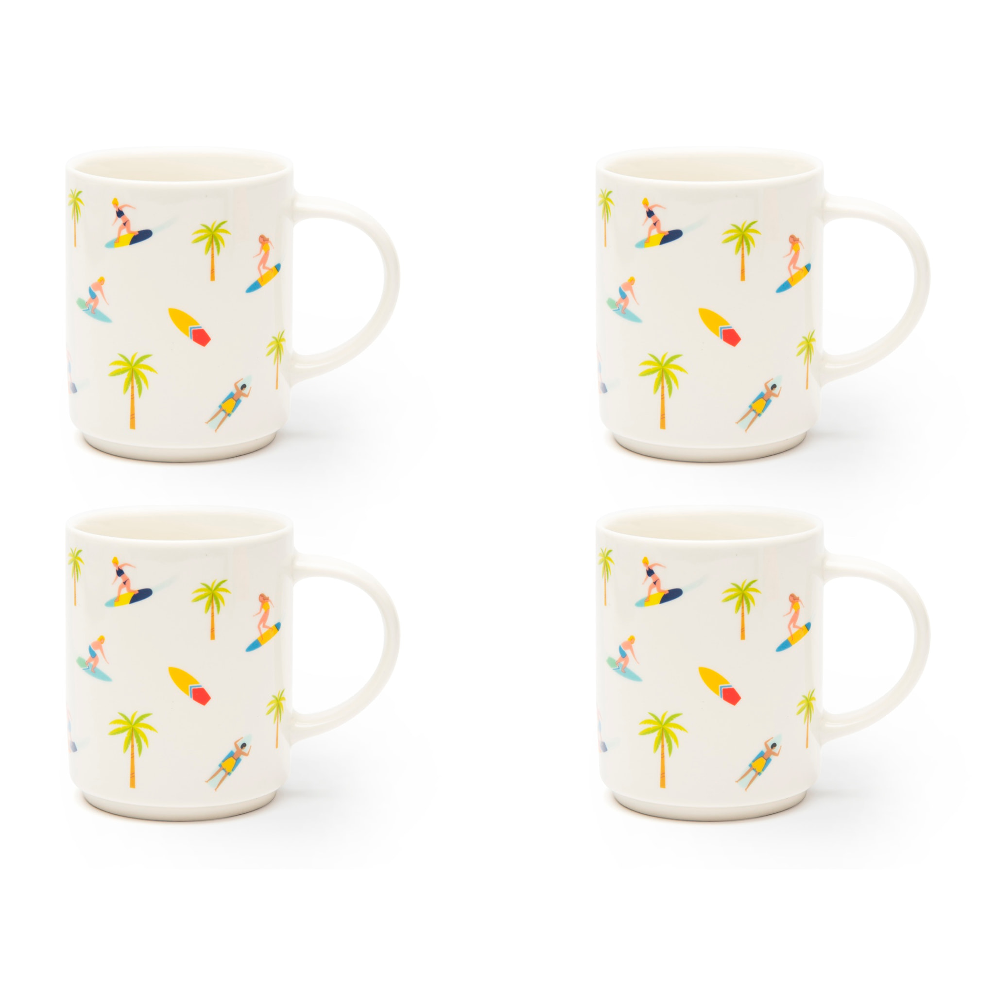 Set 4 Mug Excelsa – Honolulu, New Bone China Multicolore