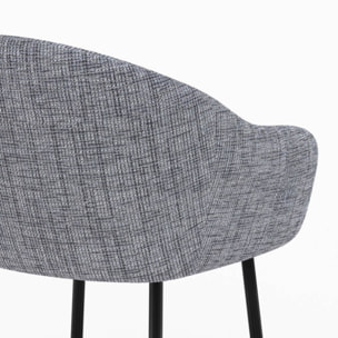 Chaise de bar en tissu gris chiné 76 cm - Socky