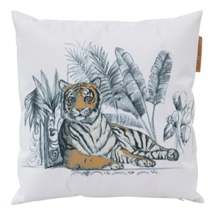 Coussin déco d extérieur "Maoria" motif tigre 40 x 40cm en polyester