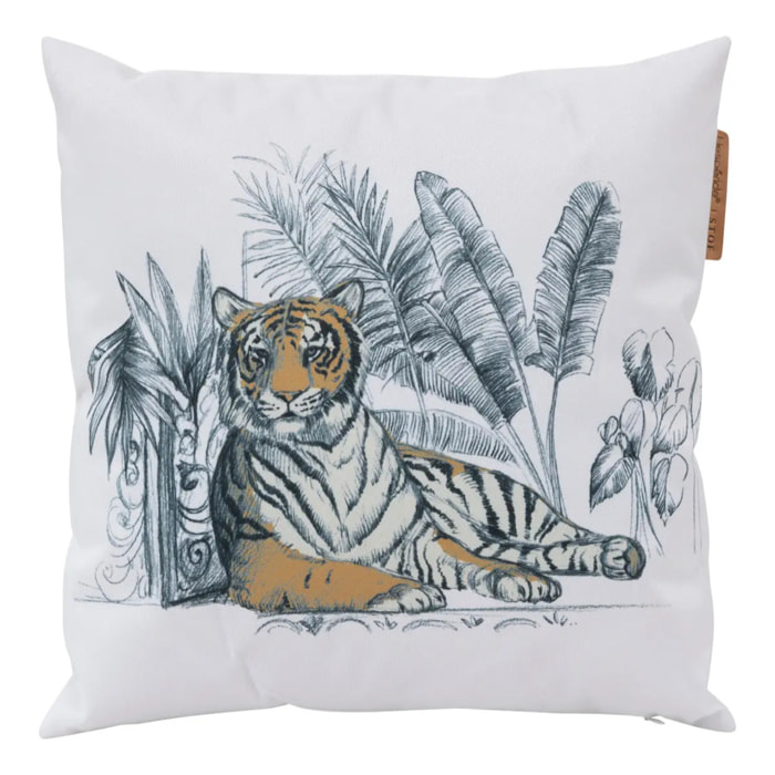 Coussin déco d extérieur "Maoria" motif tigre 40 x 40cm en polyester