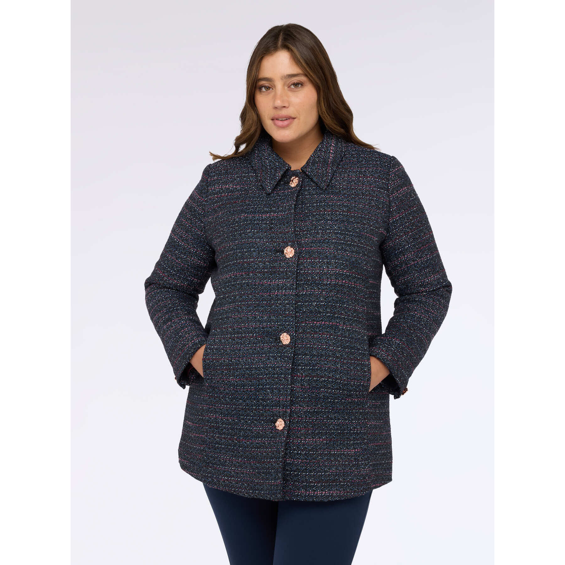 Fiorella Rubino - Abrigo efecto bouclé con botones decorativos - Azul