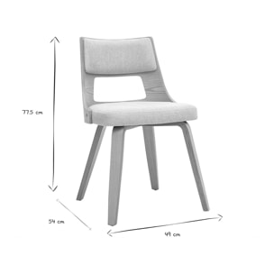 Chaise scandinave en tissu effet velours texturé beige et bois clair GARBO