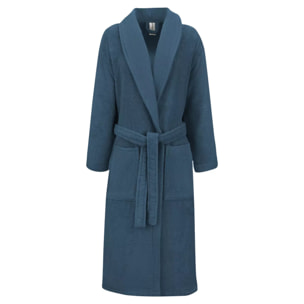 Peignoir pur coton 420 g/m² uni bleu Elea bleu ardoise